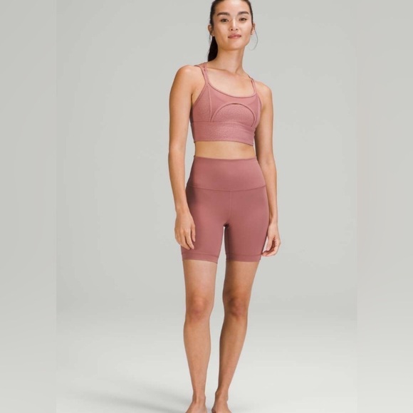 LULULEMON Nulu Mesh Support Yoga Bra Sz 6 Jewel Emboss Spiced Chai A/B Cup - Picture 8 of 10